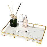 Dobbyby vanity tray with stainless steel frame for durable countertop organization.