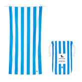 Dock & Bay Beach Towel cabana design, sand-free for a quick beach refresh.