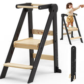 Doerpuz foldable toddler stool shows wooden step for safe access at the counter