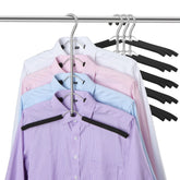 DOIOWN stainless steel blouse hangers with EVA padding prevent slipping.