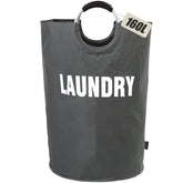 DOKEHOM 160L foldable laundry basket front view with aluminum soft-grip handle for easy transport.