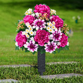 Dolicer grave flowers set 2 vases with ground inserts stay upright on tombs.