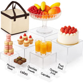 DomeStar clear buffet risers in 8-inch size elevate desserts for elegant display