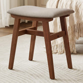 DONGMUWUJEE vanity stool seat in walnut offers sturdy daily support for makeup tasks