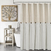 DOSLY IDΓES farmhouse shower curtain with beige gray stripe for rustic bathroom charm