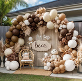 DOUBLE LAYER BALLOON arch with coffee brown balloons for a bold focal decor.