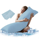 DOWNCOOL large body pillow with blue cooling cover ready for use