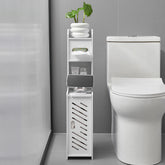 Doxo White toilet paper holder stand front view showing compact, space-saving design