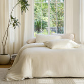 DOZ duvet cover set ivory close-up showing soft sateen weave for gentle skin comfort