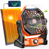 Drchop rechargeable solar fan front view for camping comfort