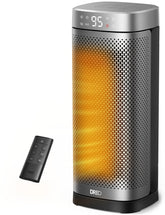 DREO space heater front view delivers quick warmth for a cold bedroom