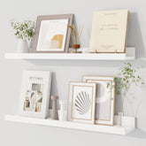 Dreamland picture ledge shelf 24in white displaying photos with secure lip for protection.