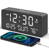 DreamSky wooden alarm clock shows time clearly from across the room.
