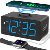 DreamSky wooden digital alarm clock with natural finish for warm bedside decor
