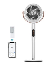 DREO bedroom setup with the 43inch pedestal fan circulating air evenly for a restful night.