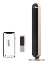 DREO smart tower fan front view for compact, powerful cooling