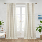 DriftAway windowpane plaid linen curtains, 84-inch length, add timeless texture and privacy.
