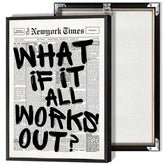 Drimiler retro newspaper poster What If It All Works Out for a stylish minimalist living room.