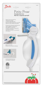 Dritz Petite Press portable mini iron, front view, ideal for travel and crafts.
