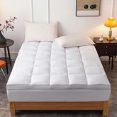 DROVAN queen mattress topper with plush pillow-top for deep-pocket fit.