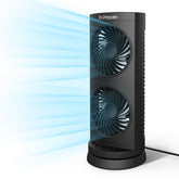 DR.PREPARE tower fan with 110-degree oscillation for even airflow across a room.