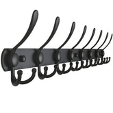 Dseap coat rack wall mount with eight tri-hooks keeps coats and bags organized.