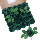 DuHouse 50Pcs artificial roses close-up with real-touch foam for realistic DIY bouquets