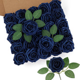 DuHouse navy blue artificial rose head closeup with lifelike texture for elegant decor