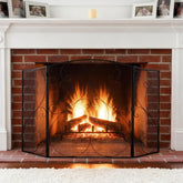 DUMOS 3-panel fireplace screen with folding doors for easy access while keeping embers contained