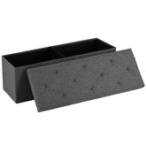 DUMOS 43in storage ottoman bench in gray fabric, sturdy and stylish for living spaces.