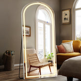 DUMOS arched full-length mirror front view offers distortion-free reflection for outfit checks.