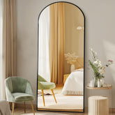 DUMOS arched full-length mirror with stand offers a clear head-to-toe reflection for outfit checks.