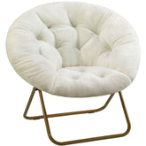 DUMOS Comfy Saucer Chair overview with plush faux fur for cozy lounging.