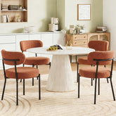 DUMOS dining chair set of four with round-back orange upholstery offers stylish, durable dining.