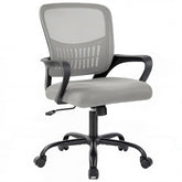 DUMOS home office chair demonstrates ergonomic mid-back mesh design for breathable comfort.