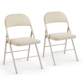 DUMOS leather padded folding chair folded for compact storage