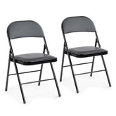 DUMOS leather-padded folding chair front view for comfortable event seating