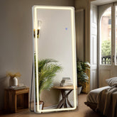 DUMOS LED full-length mirror front view offers distortion-free reflection for outfits