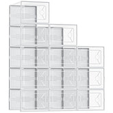 DUMOS stackable shoe storage box front view for quick identification