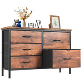 DUMOS TV stand in rust finish, ideal for bedroom media setup.