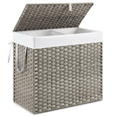 DUMOS wicker laundry basket with lid conceals laundry and reduces odors.