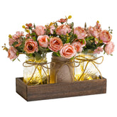 DUOER 3-piece mason jar centerpiece with LED lights for elegant table ambiance