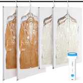 DUORAN hanging vacuum bags with electric pump front view for efficient packing.
