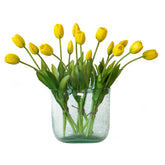DUYONE artificial tulips closeup shows soft rubber texture and vibrant color.