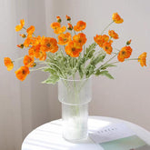 DUYONE orange poppy silk bouquet 6 stems for wedding decor
