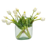 DUYONE white artificial tulips bouquet on display for home or office decor