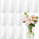 DYMFADFB 12-piece glass cylinder vases ideal for elegant centerpieces.