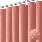 Dynamene Coral Fabric Shower Curtain with waffle weave for a premium spa look