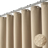 Dynamene 72x84 beige waffle weave curtain showing durable heavyweight fabric for reliable privacy.