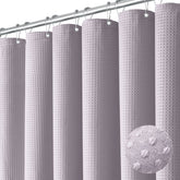 Dynamene Lavender waffle shower curtain 72x72 showing durable fabric texture.